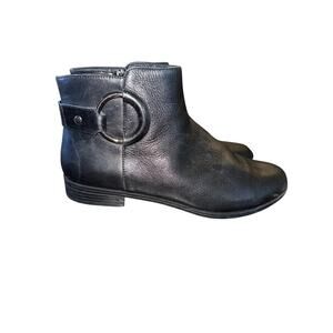 ⭐️ Women Alfani Step Flex Black Genuine Leather Ankle Boots. Size 10